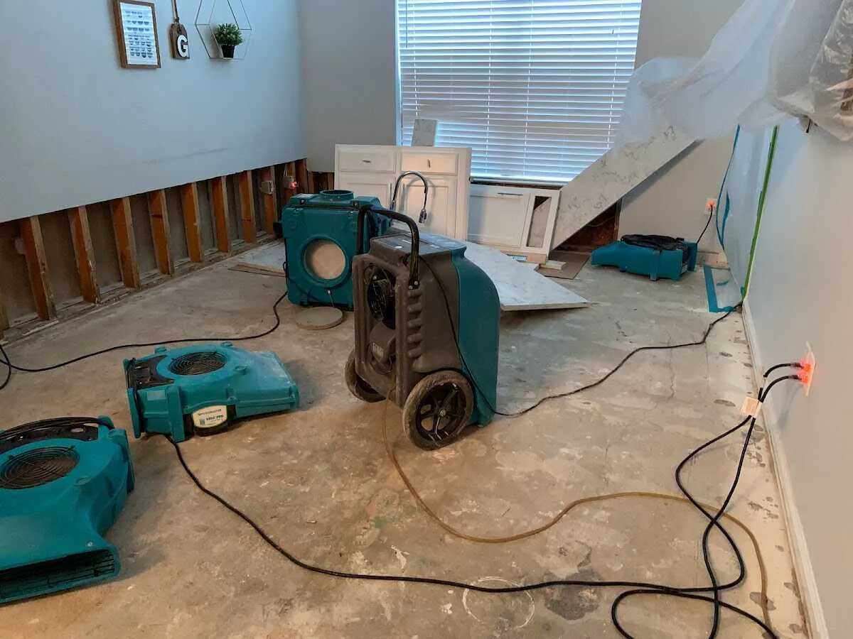 Dehumidifier in flood-cut room for Water Damage Restoration in Brook Highland