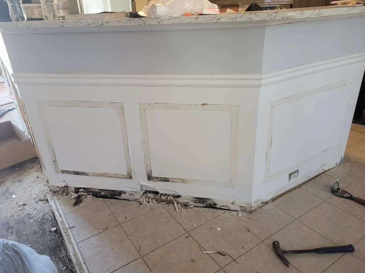 Water damage and mold on kitchen during Storm Damage Restoration in Brook Highland